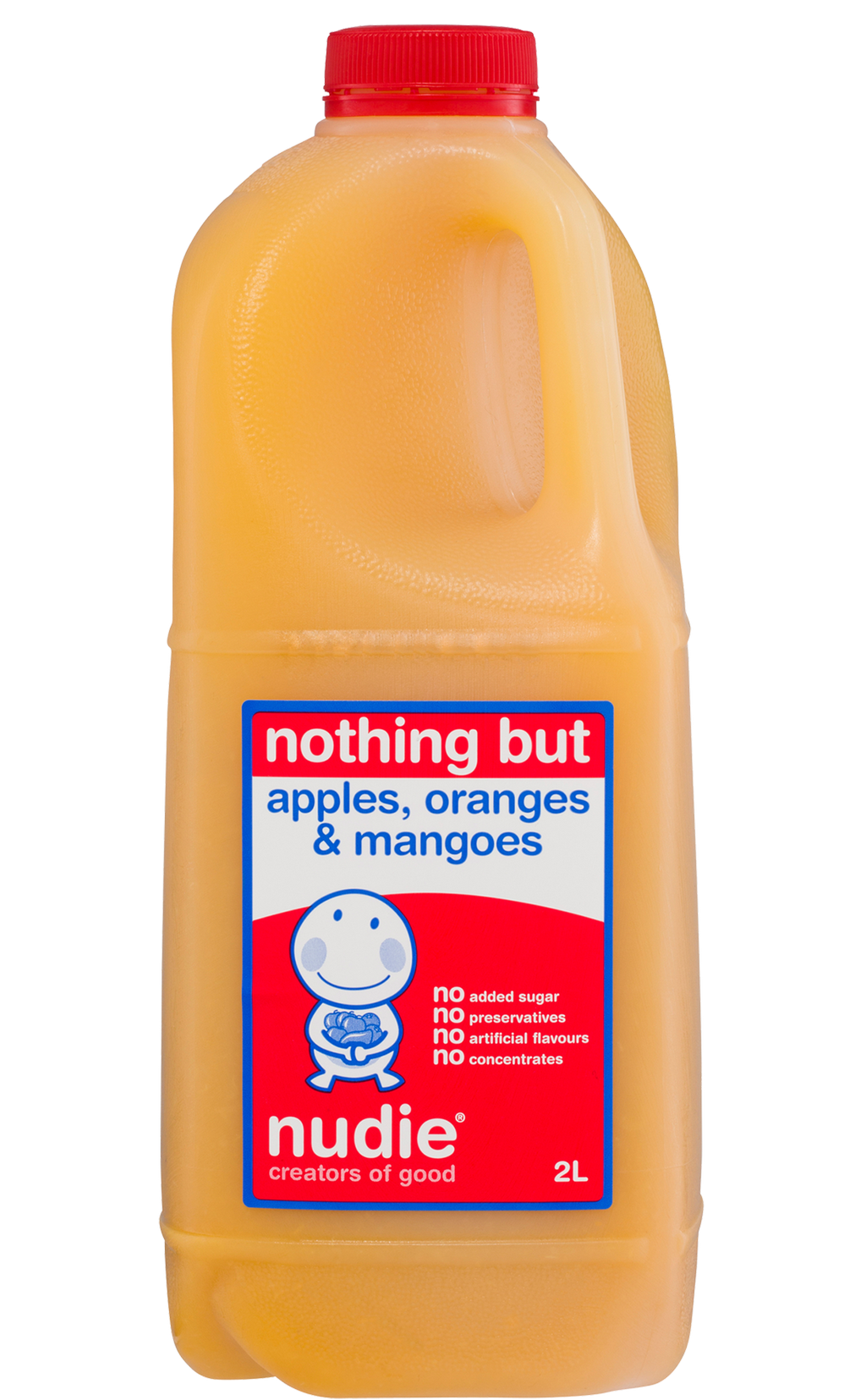 2L Nothing But Apples Oranges Mangoes Juice Front Label