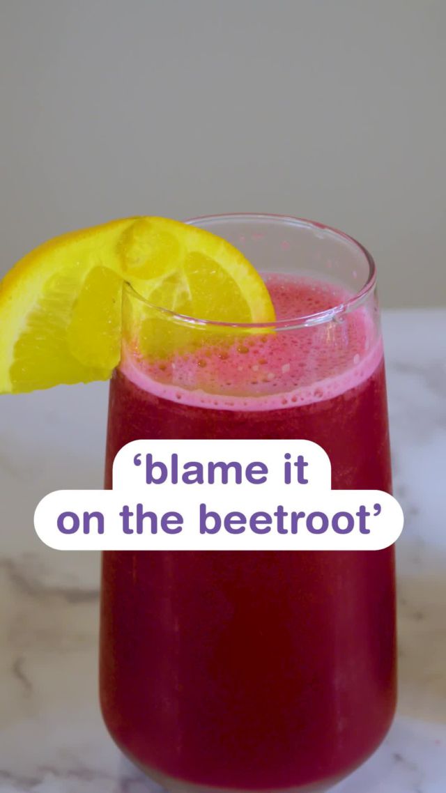 The ‘boogie’ has taken enough blame. 🕺💃⁠
⁠
The beetroot in here, sure will get your tastebuds dancing:⁠
⁠
‘blame it on the beetroot’ mocktail⁠
⁠
Prep time: 6 mins | Serves 2⁠
Ingredients⁠
150ml of nudie veggie blend - beetroot, carrot, orange, pear & ginger juice​⁠
2 tbsp lime juice​⁠
Splash of agave​⁠
Sliced Orange​⁠
Ice⁠
⁠
How to⁠
Add juice, mango & ice to blender​⁠
Splash agave & lime juice, blend for 1 min​⁠
Top with soda water & organge slices⁠
⁠
#mocktails