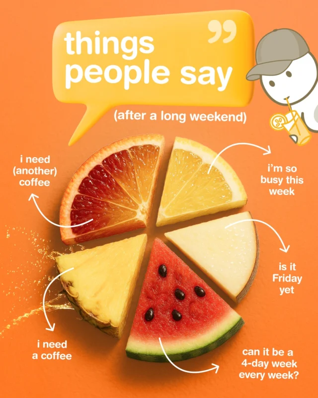 What your coworkers say after every public holiday... 🧃
BRB grabbing a juice so I can survive the small talk 🙃

#nudiejuice #creatorsofgood #longweekend #kingsbirthday