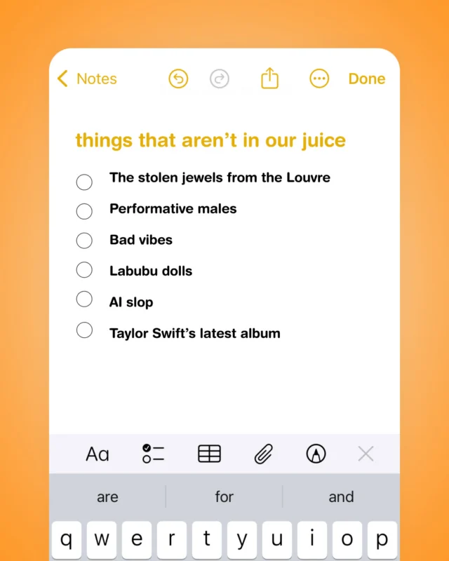 Just 100% fruit and a whole lotta juice 🧃💅 That means no added sugar, no preservatives, no colours and absolutely no concentrates.⁠
We're also vegan-friendly meaning there's good juice for everyone to enjoy!⁠
⁠
#nudiejuice #worldveganday #creatorsofgood