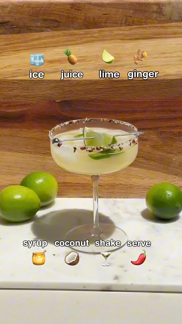 Things are getting hot this summer 🌶️🔥 Try our spicy margarita mocktail when you’re craving a lil juicy kick (and zero hangover).⁠
⁠
#nudiejuice #creatorsofgood #spicymarg⁠
⁠
Full recipe: ⁠
Ingredients:⁠
90mL nudie nothing but pine lime juice⁠
1 tsp freshly grated ginger ⁠
½ cup coconut water⁠
Ice⁠
Jalapeño and lime slices for garnish⁠
Sea salt and chilli flakes for the rim:⁠
⁠
Jalapeño Syrup (makes enough for 4–6 drinks)⁠
Ingredients:⁠
1 tbsp agave syrup ⁠
100ml water⁠
1 fresh jalapeño, sliced⁠
⁠
Instructions:⁠
1. Add agave, water and sliced jalapeño to a small saucepan.⁠
2. Simmer gently for 5–7 minutes until fragrant.⁠
3. Remove from heat, cool, then strain out the jalapeño.⁠
4. Rub a lime wedge along the edge and roll in salt and chilli flakes.⁠
5. In a shaker, add lime juice, ginger, jalapeño syrup, coconut water and a handful of ice.⁠
6. Shake well for 15–20 seconds.⁠
7. Strain into a glass over fresh ice.