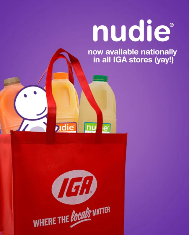 Your local IGA just got a whole lot zestier. 🍊✨nudie juice is now widely available in @igaaustralia stores across Australia! 🧃🇦🇺