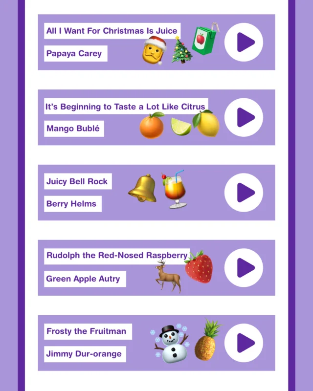 Hit play. It’s fruity Christmas banger season 🔂🎄🍇⁠
⁠
#nudiejuice #creatorsofgood #festive #christmascarols