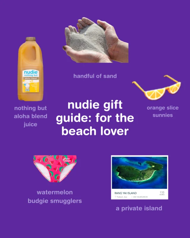 Left your gift list till the last minute? Been there 😅 nudie’s here with some wildly unhelpful but very fruity ideas 🍓🎄⁠
⁠
#nudiejuice #creatorsofgood #christmasshopping