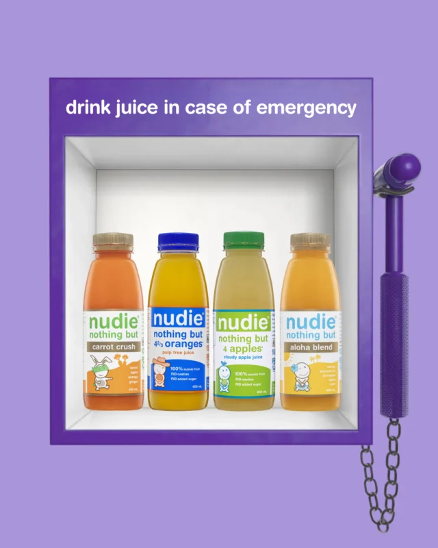 What's your emergency? Ours is the 3pm slump... 🧃⁠
⁠
#nudiejuice #creatorsofgood